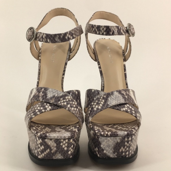 NINE WEST Snakeskin Platform Sandals Size 8 - Picture 4 of 6